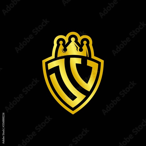 JV monogram logo with shield and crown style design template