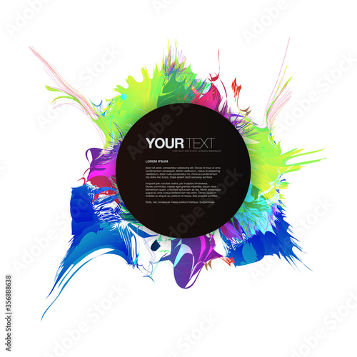 Minimal colorful abstract paint splash background with a black circle box with your text 
Eps 10 stock vector illustration	