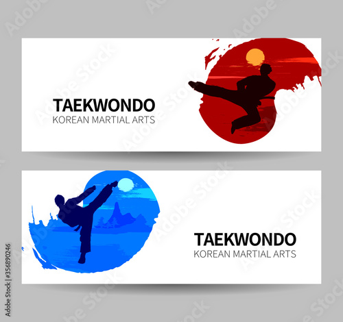 한국 전통 무술 태권도 일러스트 벡터
