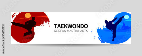 한국 전통 무술 태권도 일러스트 벡터