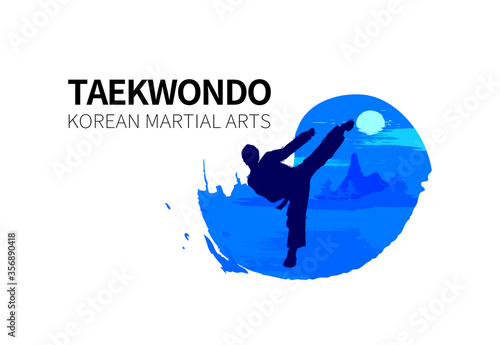 한국 전통 무술 태권도 일러스트 벡터