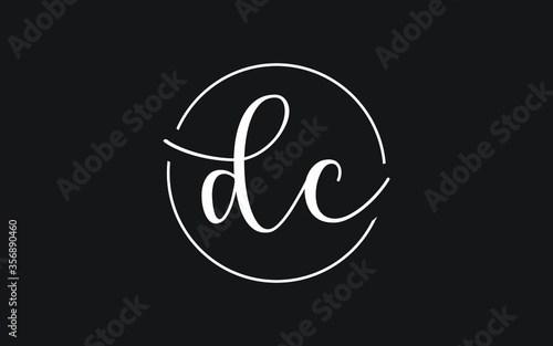 dc or cd Cursive Letter Initial Logo Design, Vector Template