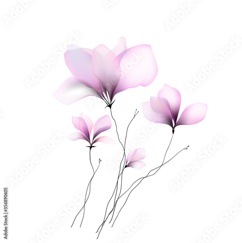 flowers illustration watercolor print design template delicate pastel color 