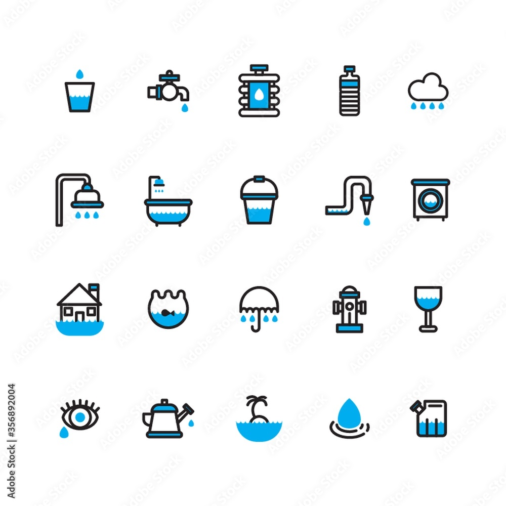 water related icons set water related icons set
