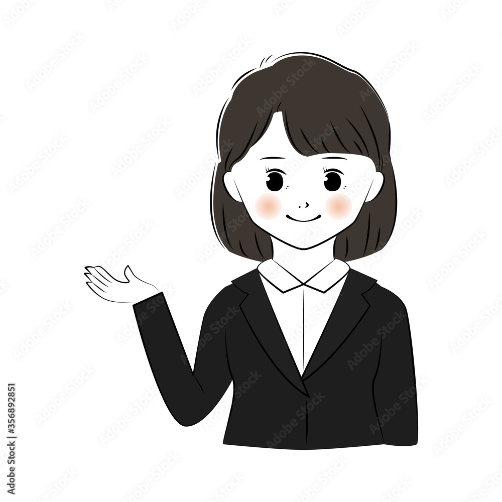 案内をしているビジネスウーマンのイラスト　(上半身)