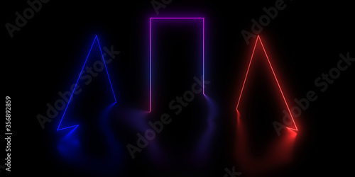 3D abstract background with neon lights. 3d illustration