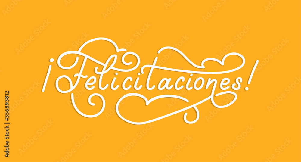 Felicitaciones hand lettering, spanish translation of Congratulations phrase. Monoline calligraphy in vector.