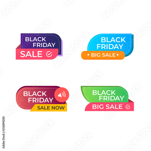 set of colorful stickers labels with sale or offer text