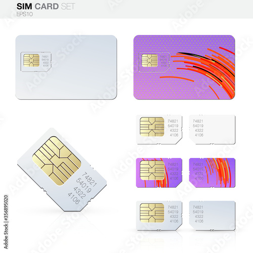 Sim card set 
Eps 10 stock vector illustration 