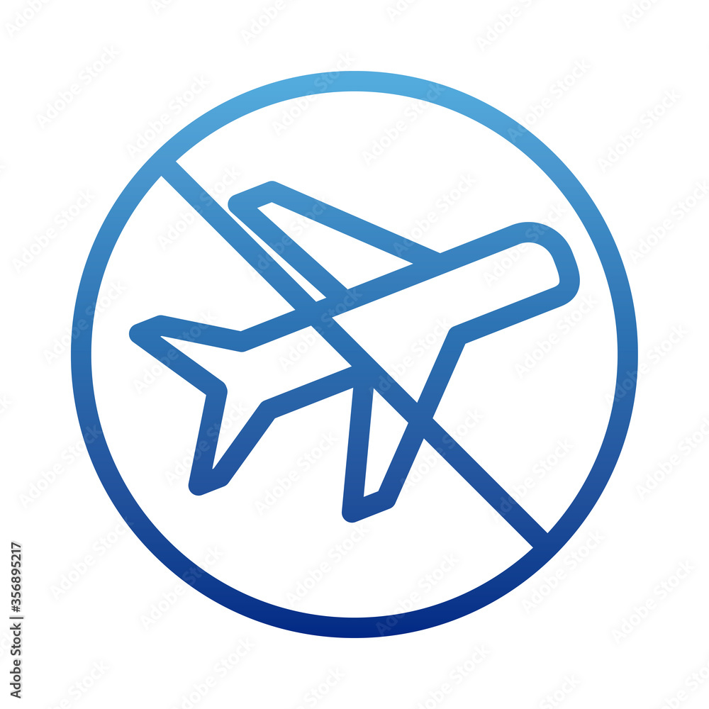 airplane , passenger plane with prohibition sign , suspension of air traffic, stop aviation, degraded line style icon airplane , passenger plane with prohibition sign , suspension of air traffic, stop aviation, degraded line style icon