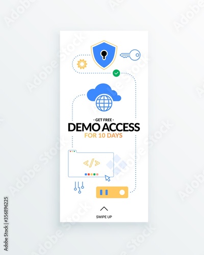 Get free demo access to SaaS, PaaS or IaaS promotional vertical story template. Man looking on cloud computing services