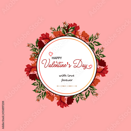 Happy Valentine's day greeting card love letter vintage and retro style/Roses flower in bloom on pink color background. For Valentine's day, Mother's and birthday greeting card design.