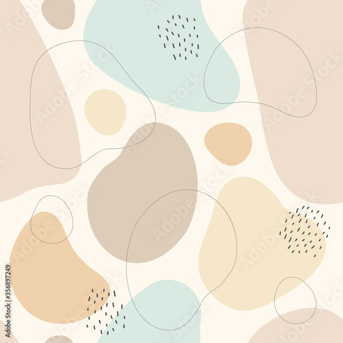Beautiful feminine trendy hand drawn organic shapes seamless repeating pattern