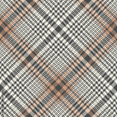 Tweed plaid pattern in grey and beige. Glen seamless hounds tooth vector texture for jacket, skirt, blanket, or other autumn winter fashion textile design.