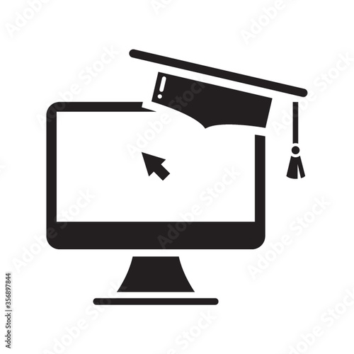 mortarboard on a computer monitor