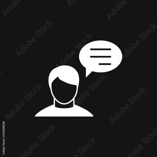 Talking vector icon. Dialogue,contact, conversational symbol isolated on background.