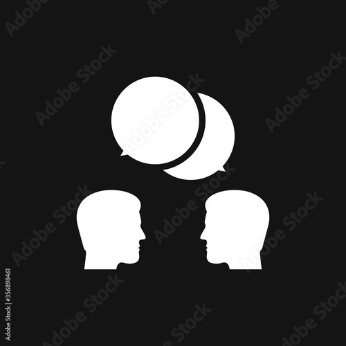 Talking vector icon. Dialogue,contact, conversational symbol isolated on background.