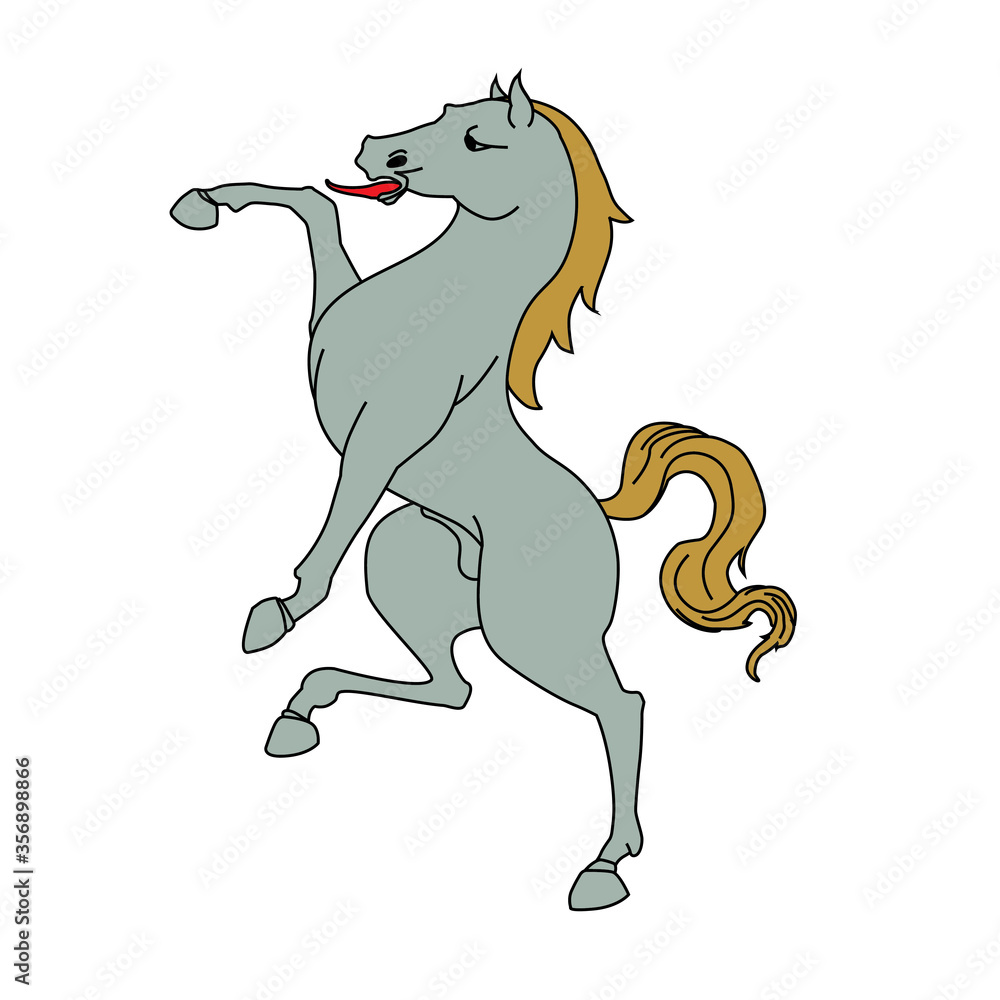 Rampant horse for a coar of arms crest heraldic medieval heraldry or