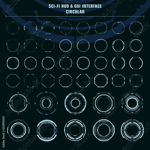 Circular, Sci-fi HUD end FUI interface.