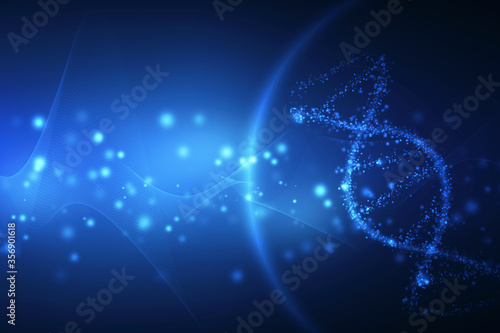 DNA structure, abstract medical and health care background, Abstract technology science concept DNA futuristic on hi tech blue background 