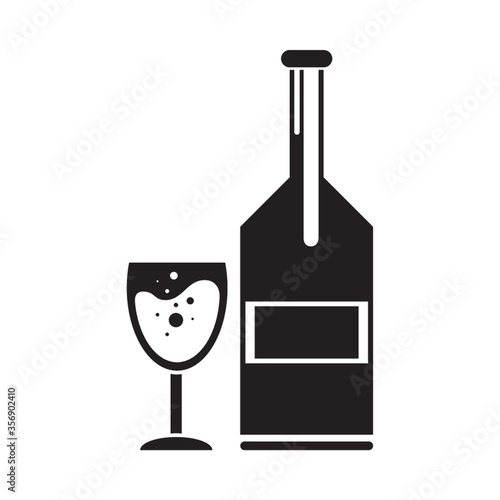 wine bottle with glass