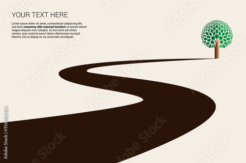 Country road curved highway vector perfect design illustration or logo. The way to nature, trees and forest camping and tourism travel theme. Can be used as a road banner or billboard