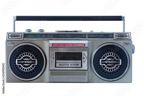 retro ghetto blaster isolated with clipping path	
