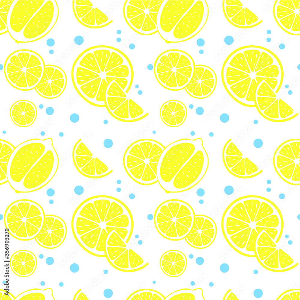 Seamless background with yellow lemon slices