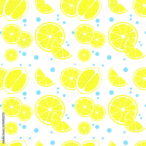 Seamless background with yellow lemon slices