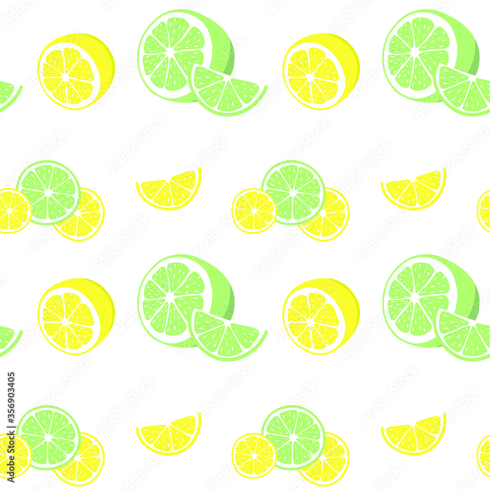 Lemon yellow and green seamless pattern