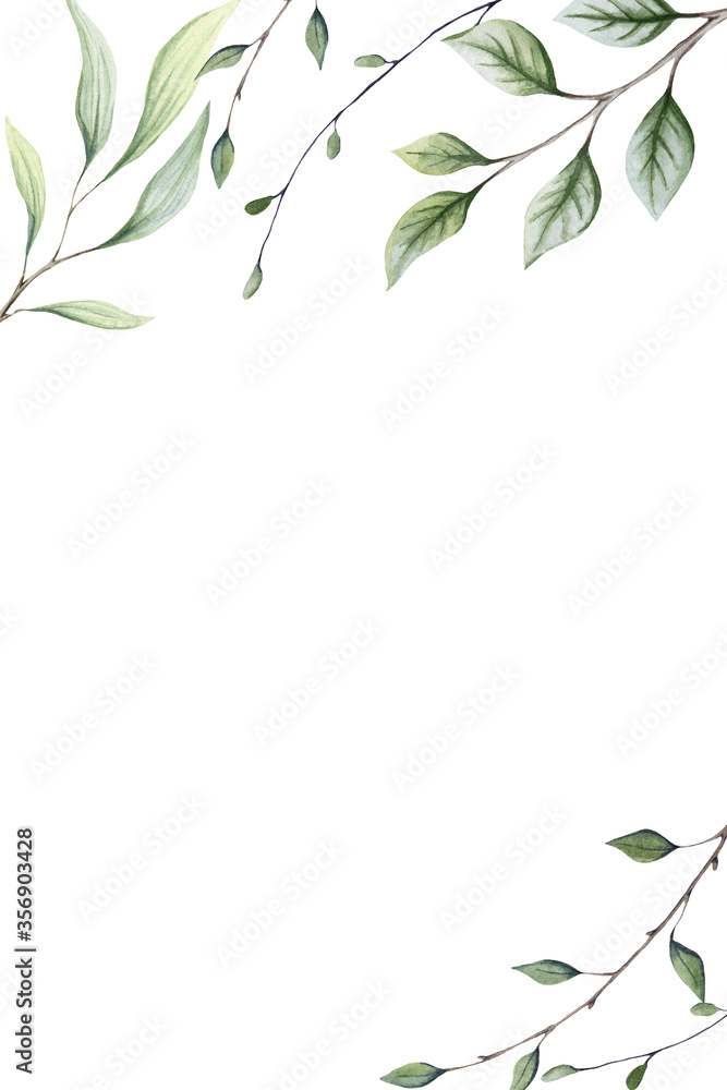 Card Template with Watercolor Tree Branches