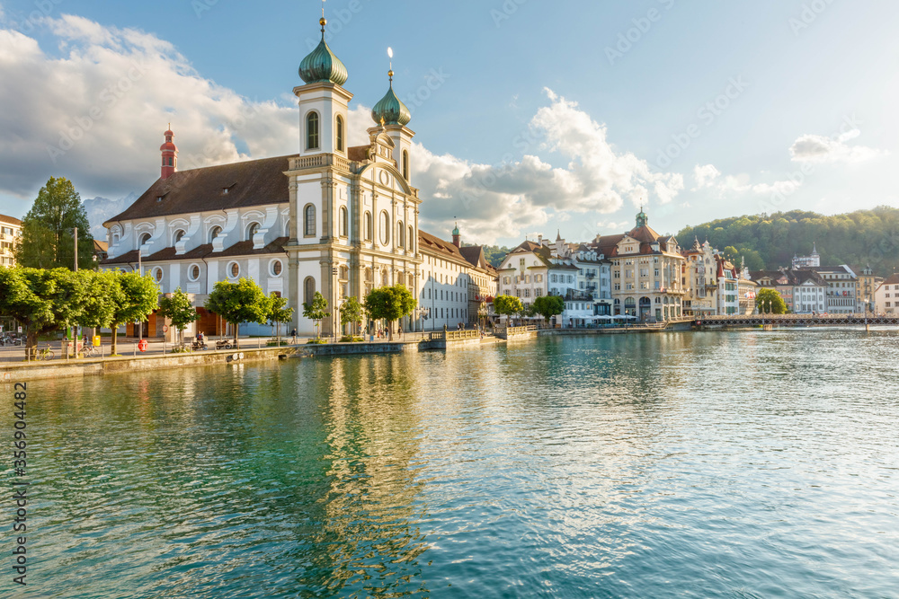 Lucerne, panoramic view of the city in the evening