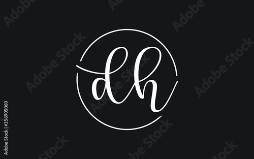dh or hd Cursive Letter Initial Logo Design, Vector Template