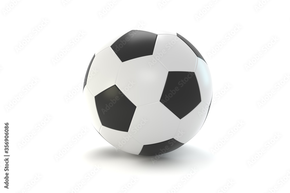 Fototapeta premium Leather soccer ball. Over white background. 3D - rendering. 3D - illustration.