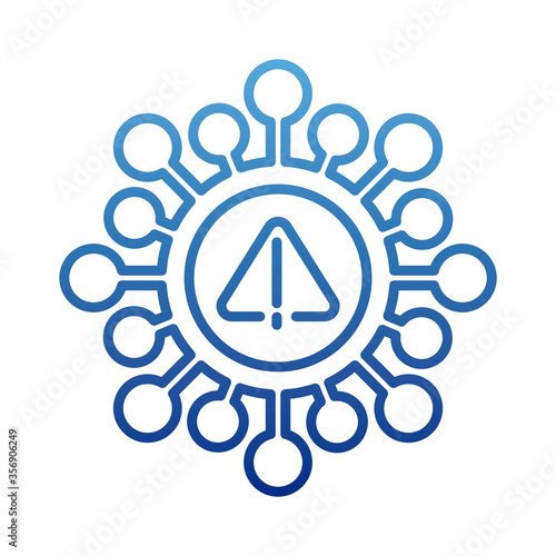 coronavirus warning and attention, exclamation mark health danger sign, degraded line style icon