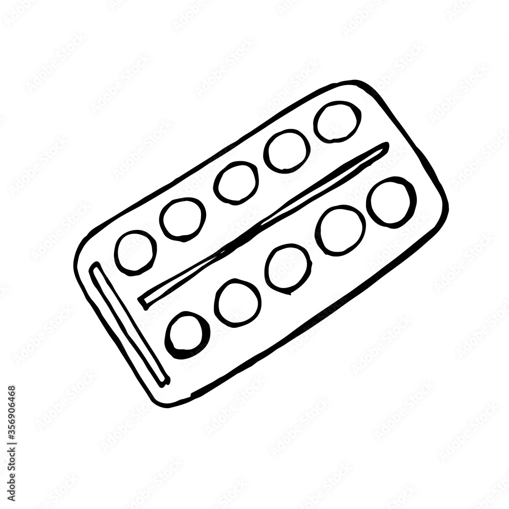 Medical pill packaging in doodle style isolated on a white background. Hand drawn medicine icon. Medical and healthcare concept.
Medical pill packaging in doodle style isolated on a white background. Hand drawn medicine icon. Medical and healthcare concept.