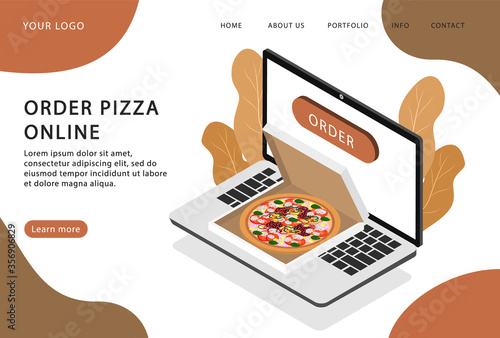 Order pizza online. Delivery pizza. Landing page. Modern web pages for web sites.