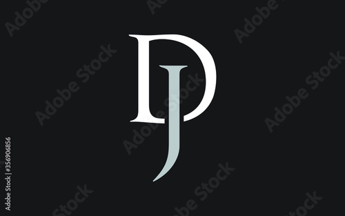 DJ or JD Letter Initial Logo Design, Vector Template