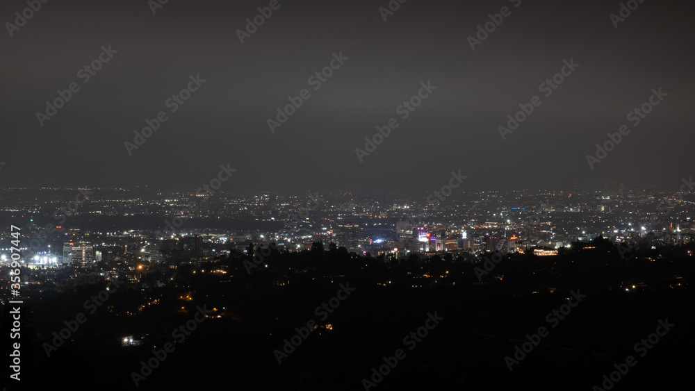 View  on Los Angeles cityscape at night