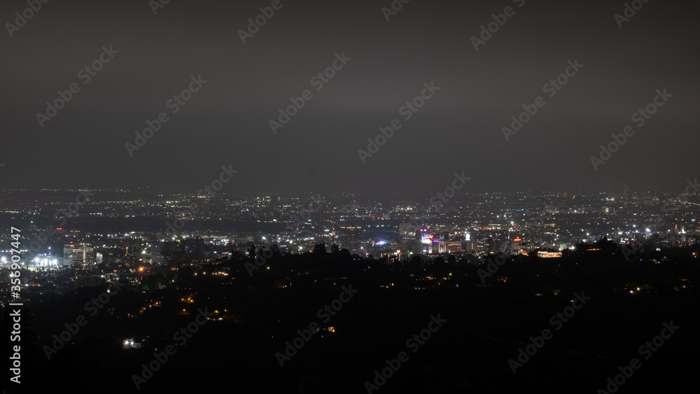 Naklejka premium View on Los Angeles cityscape at night