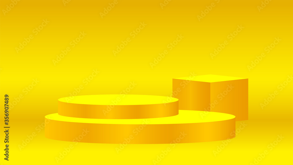 luxury 3d pedestal gold on golden background, gold pedestal circle box for cosmetics product display show, gold podium stage show for deluxe victory position, ellipse stand of product place decoration