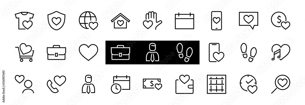 The set of icons about love contains such icons as love of music, declaration of love, heart, favorite home, Linear set. Vector on a white background. Editable stroke. 480x480 The set of icons about love contains such icons as love of music, declaration of love, heart, favorite home, Linear set. Vector on a white background. Editable stroke. 480x480