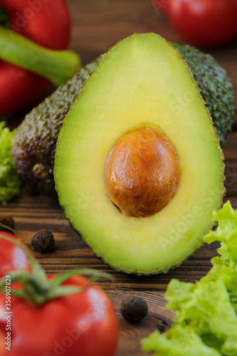 useful avocado close-up on the background