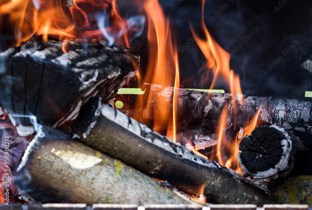 burning wooden blocks for barbecue. Rest at nature. Food burning wooden blocks for barbecue. Rest at nature. Food