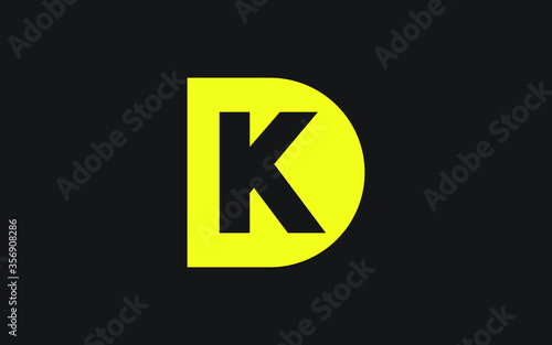 DK or KD Letter Initial Logo Design, Vector Template