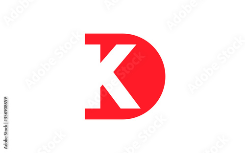 DK or KD Letter Initial Logo Design, Vector Template