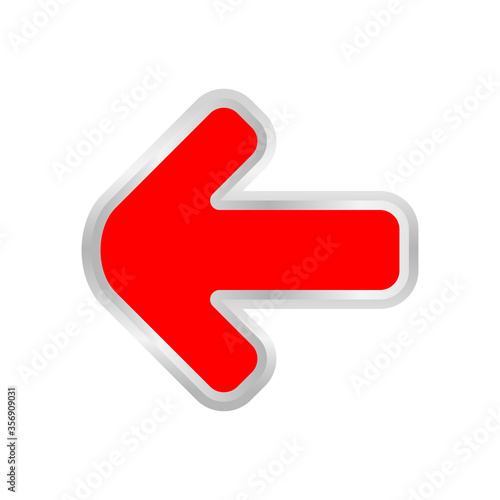 red arrow pointing left isolated on white, clip art red arrow icon pointing to the left, arrow symbol indicates red direction pointing to left, illustrations 3d arrow red buttons for point left