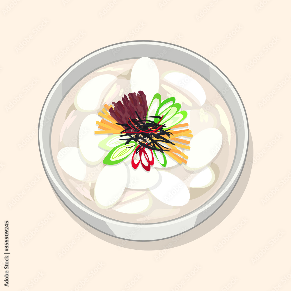 한국 전통음식 떡국 일러스트 Stock Vector | Adobe Stock
