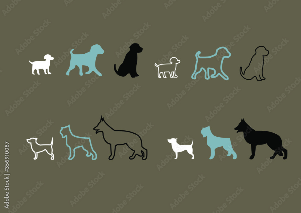 Vector silhouette of a dog on a brown background.