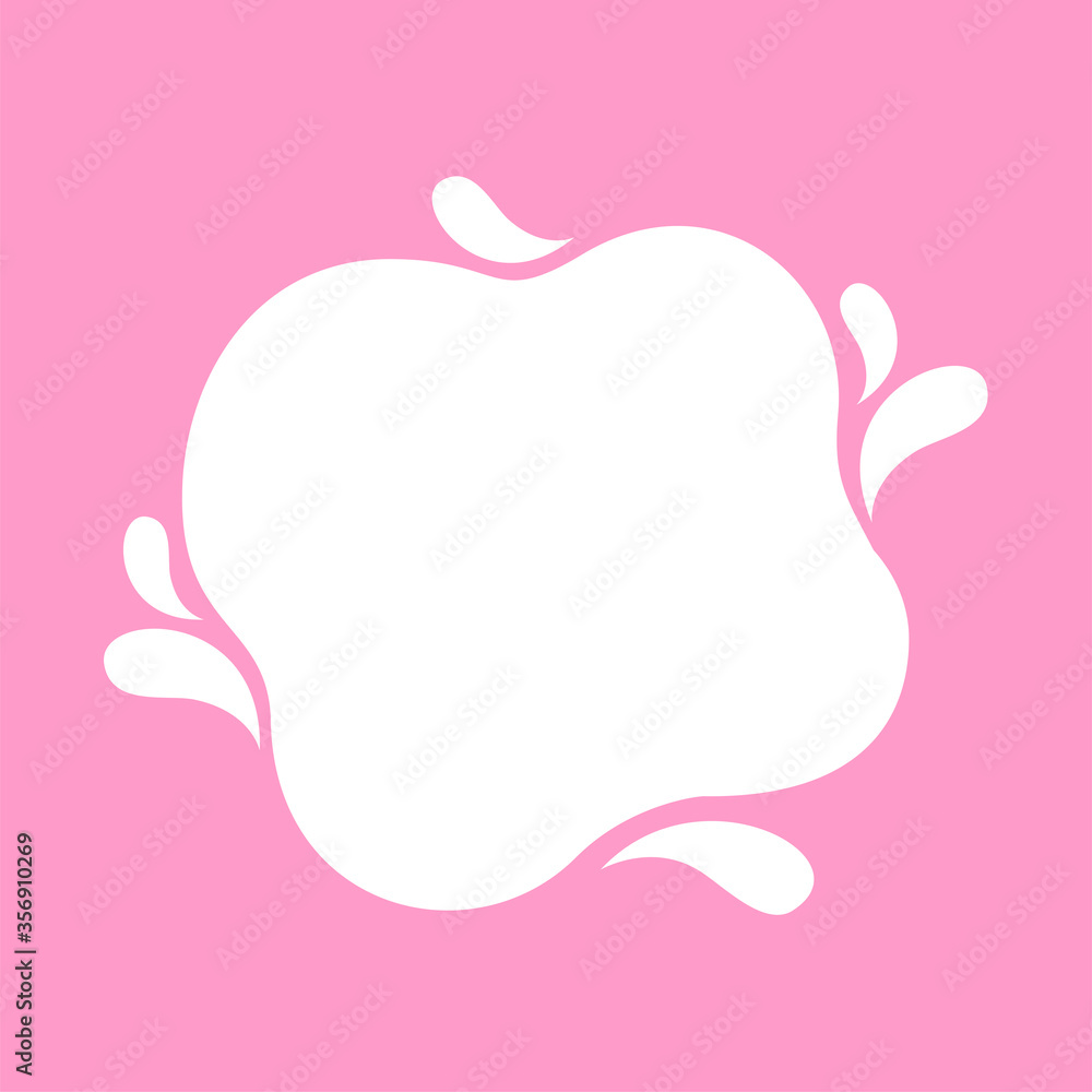 milk blob shape on pink pastel soft for banner copy space, aqua background, white milk blob splash on pastel pink, water blobs droplet wave shape for banner, milk blob simple for graphic ad design